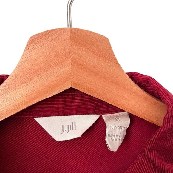 J. Jill Corduroy Button Front Shirt Long Sleeve Lagenlook in Wine Red Size XL - Picture 6 of 6